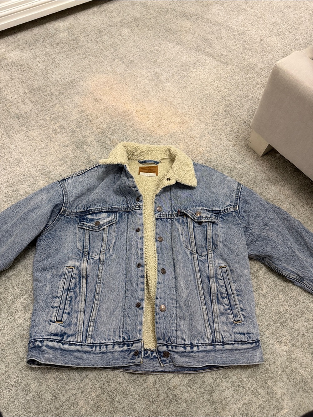 Light Blue Sherpa-Lined Denim Jacket for Women